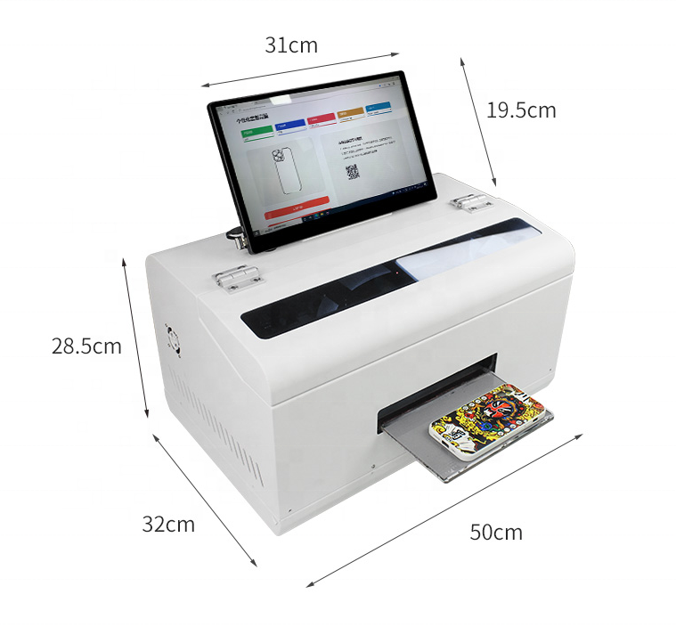 MiniUV-A4 uv flatbed printer-size MiniUV-A4 uv-flatbedprinterformaat