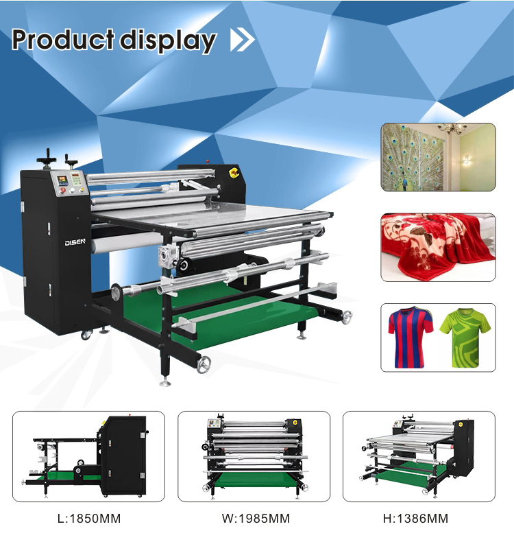 DS-26B 1.2x210 1200mm Commerciële Pneumatische Rolstof Sublimatie Roterende T-shirt Warmteoverdracht Persmachine