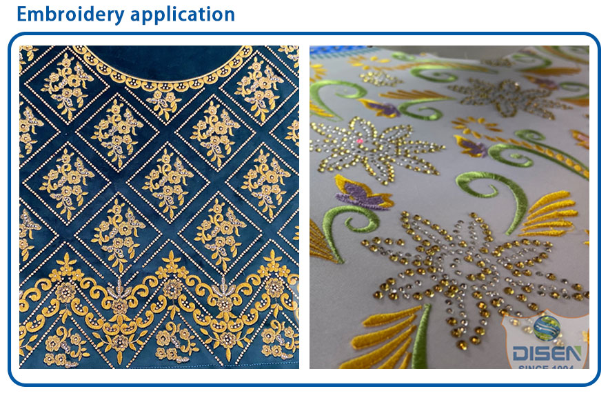 Borduren en strass Gemengd patroon Stofdecoratie Voorbeelddetailweergave