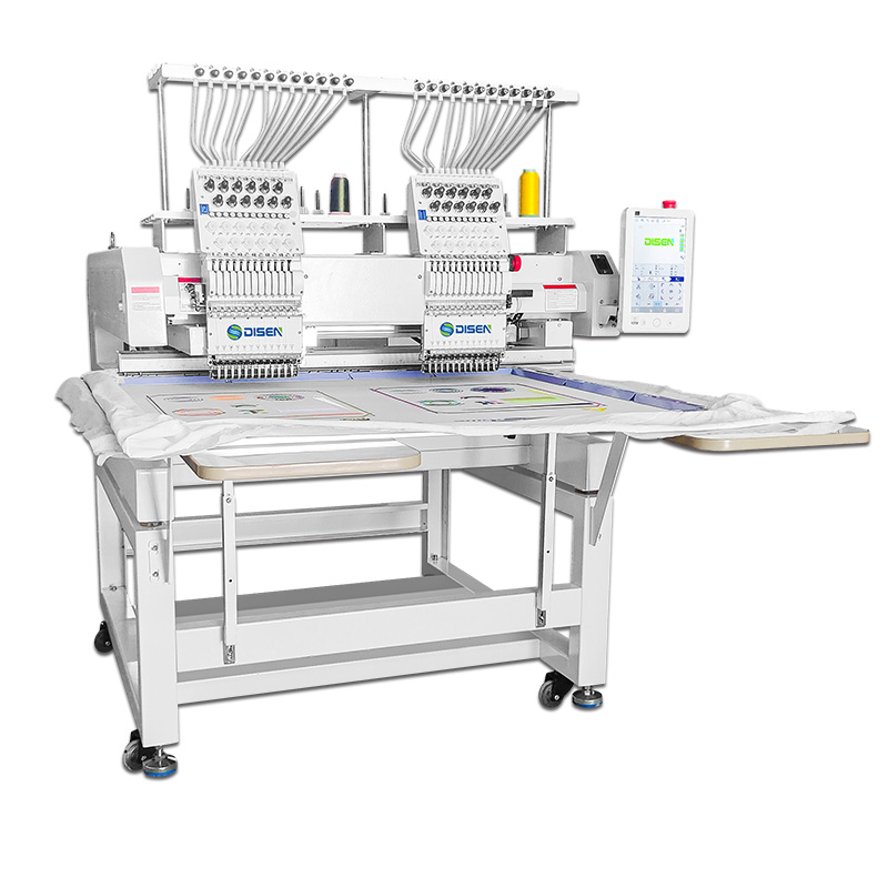 1202 Dubbele kop borduurmachine 500 * 800 mm platte pet t-shirt borduurfabriek