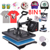 DS-8 IN 1 Gecombineerde Type Warmteoverdracht Persmachine Voor T-shirt Mok Cap Hoed Plaat Case Tas Sublimatie Afdrukken
