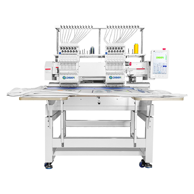 1202 Dubbele kop borduurmachine 500 * 800 mm platte pet t-shirt borduurfabriek