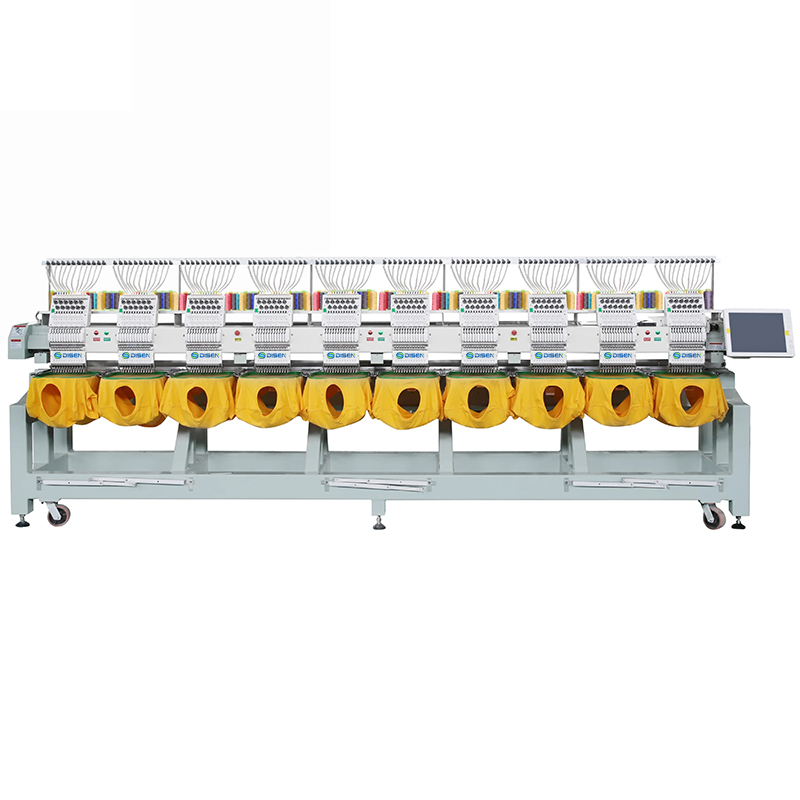 Kwaliteit 10-koppige borduurmachine Cap / T-shirt / kledingstuk / platte automatische borduurmachine 