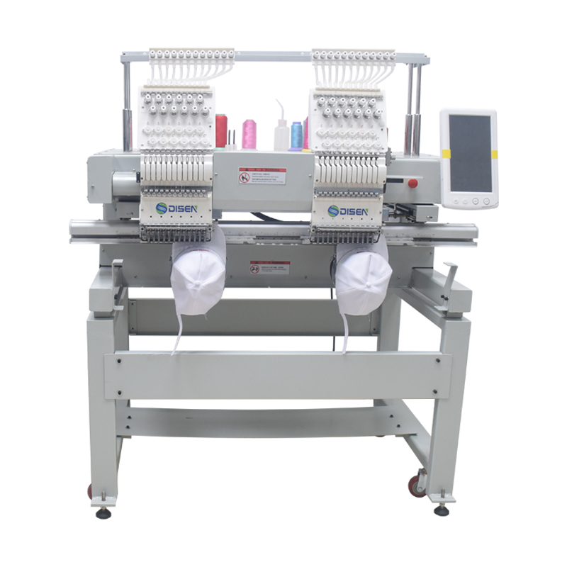 DS-G1202 borduurmachine met dubbele kop Cap, lage prijs, platte T-shirts, logo-borduurwerk